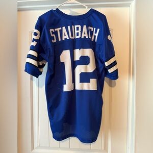 Dallas Cowboys Staubach 12 Blue Football Jersey with White Accents